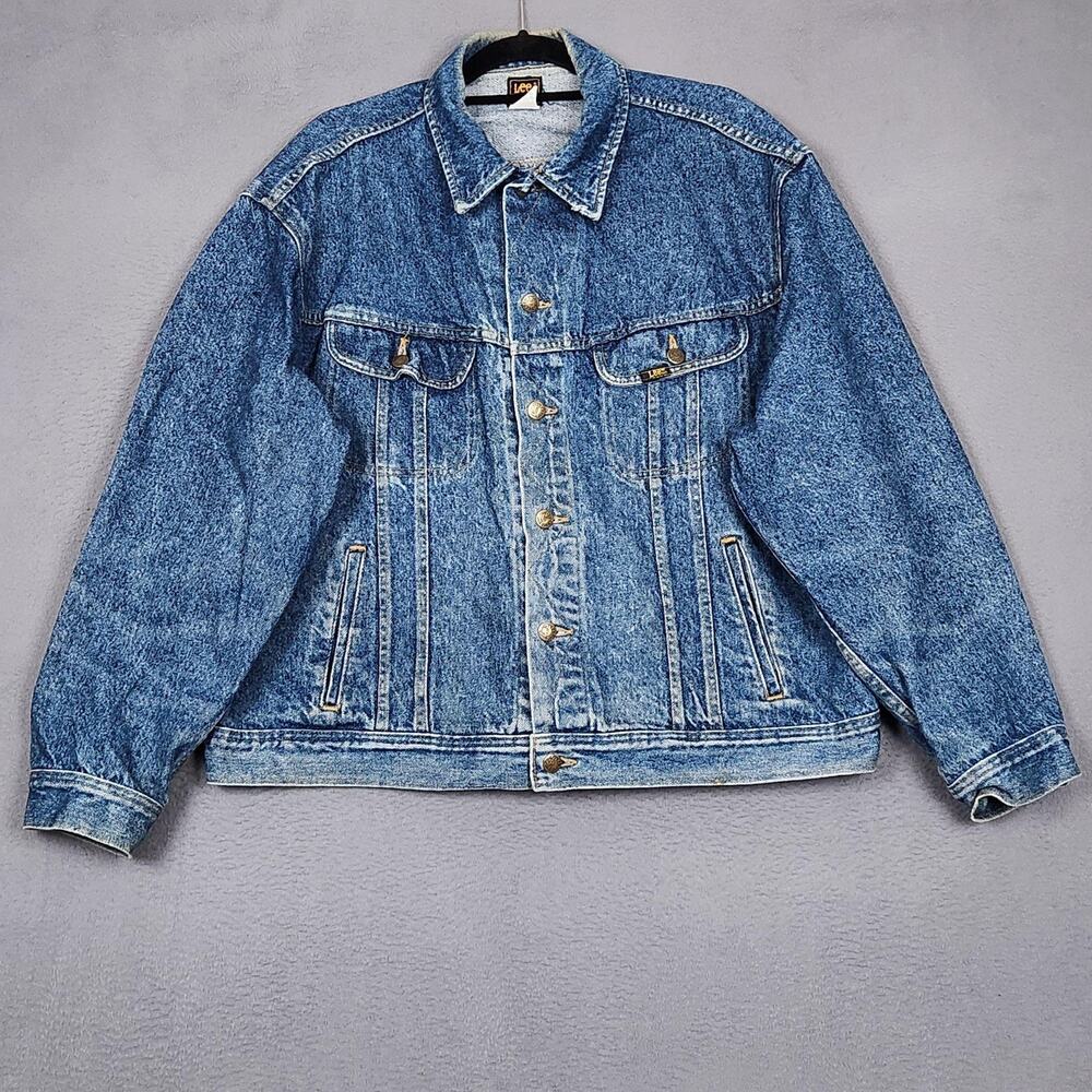 Vintage Lee Riders Jacket Mens XL Blue Denim Jean Trucker Bomber Made USA 80s